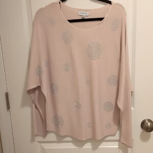 Carmen Marc Valvo Pink Sweater with Silver Accents